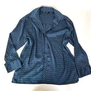 Zara satin silky smooth casual office college button up shirt